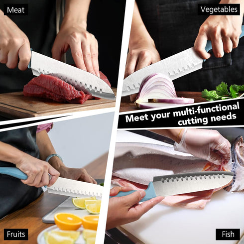 7 Inch Chef's Knive Sets Paring knives Japanese Chefs Knife Fruit and Vegetable Knife Stainless Steel Kitchen Utility Knives with Blade Guards(1 P...