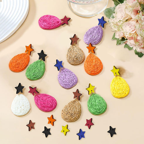 Oubaka 60pcs Wood Earrings for Jewelry Making,Wooden Stud Earrings Post Wood Stud Earring Blanks Wood Earring Findings with 100pcs Earring Backs f...