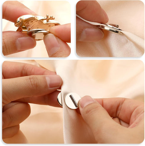 5Pairs Mini Pin Brooch Converter, Metal Magnetic Brooch Converter Injury-free Clothes Magnet Buckle Brooch Adapter for Thin Fabric (White K)...