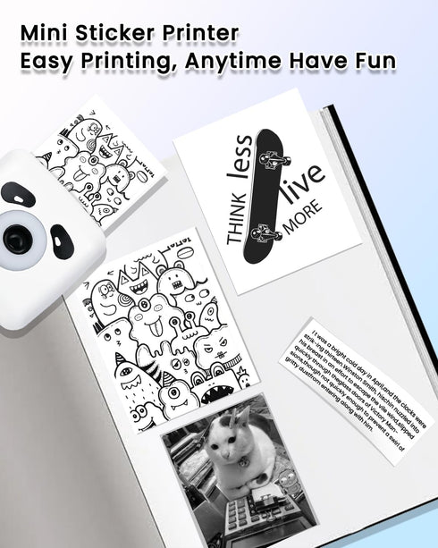 Mini Receipt Printer - TP6-S Mini Bluetooth Thermal Printer - Mini Sticker Printer Machine - with 1 roll Non-Adhesive Thermal Paper for Receipt/St...
