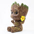 Groot Flower Pot with Hole, Planter Pot for Succulent, Air Plants, Pen Holder with Miniature Fairy Garden Sitting Groot (Flower Model)...