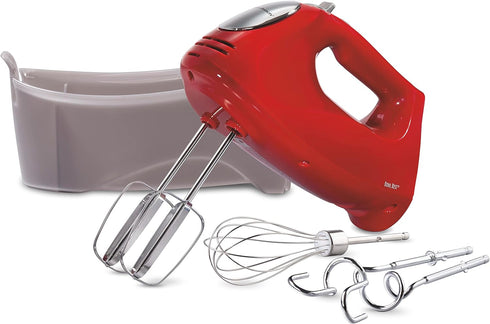 Hamilton Beach 6-Speed Electric Hand Mixer with Whisk, Traditional Beaters, Dough Hooks, Snap-On Storage Case, 275 Watts, Red...