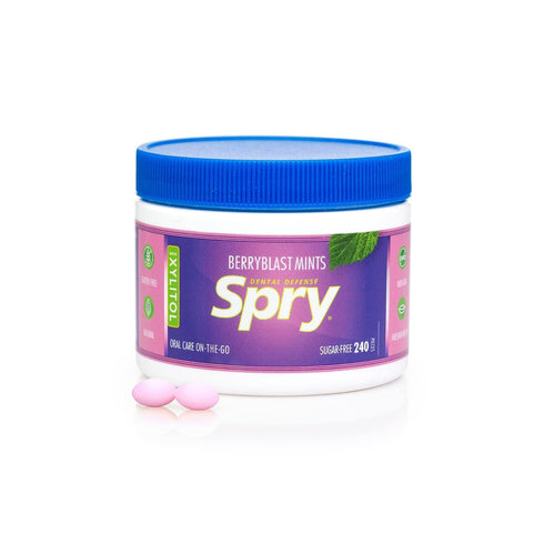 Spry Xylitol Berry Blast Mints Sugar Free Candy - Promote Oral Health, Increase Saliva Production, Stop Bad Breath, Non-GMO, Gluten-Free, 240 Coun...