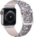 iiteeology Compatible with Apple Watch Band 46mm 45mm 44mm 42mm, Glitter Shiny Bling Leather Band for iWatch Series 10/9/8/7/6/5/4/3/2/1/SE - Silv...