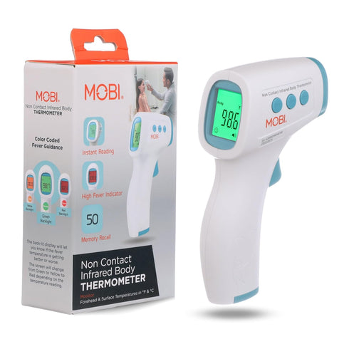 MOBI - Non-Contact Forehead Digital Thermometer with Object Temperature Mode - Touchless with High Fever Indicator - No Touch Thermometer for Baby...