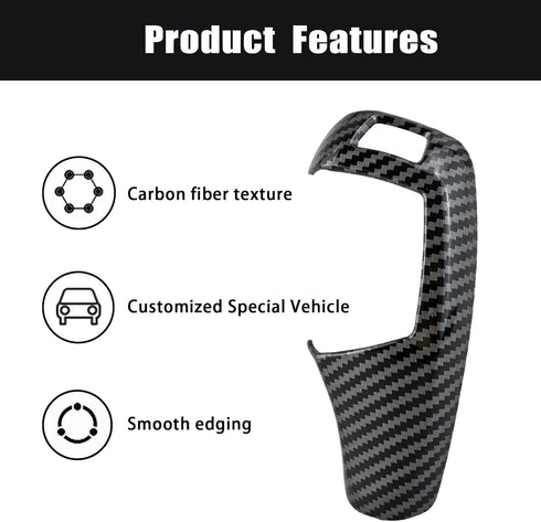 Carbon Fiber Car Gear Shift Knob Cover,Cover Carbon Color ABS Trim fits, Black...