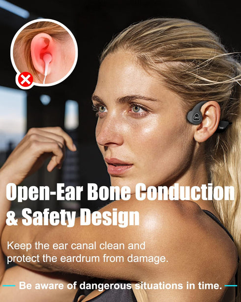 Tayogo Bone Conduction Headphones, Wireless Bluetooth Bone Conducting Earbuds, Open Ear Headset with Mic, for Running, Cycling, Yoga-Grey...