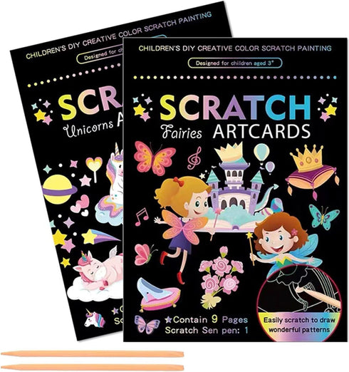 Magical Scratch Art Book for Kids,Unicorns & Princesses,2 Pack Rainbow Magic Scratch Off Paper Set for Kids Arts Crafts,3-12 Year Old Kid Boy Girl...