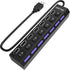 USB Hub, 7 Port USB 2.0 Hub LED Portable High-Speed Compatible for iMac Pro, MacBook Air, Mac mini/Pro, Surface Pro, PC and Laptop...