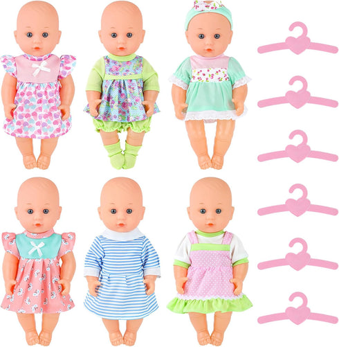 deAO Baby Doll Clothes for 12 Inch Dolls,6 Sets Doll Clothes and Accessories,6 hangers,Dress Up Fun,Doll Outfits Accessories Underwear for Doll Gi...