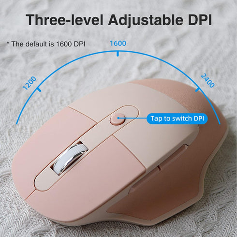 Ergonomic 2.4G & Bluetooth Dual Mode Wireless Mouse with PU Cover, Soundless Keys, Candy Colors, Compatible with Notebook, PC, Tablet, Smartphone ...