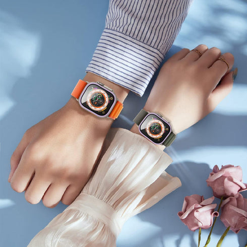 Suoman 2-Pack for Apple Watch Ultra 2 49MM Case/Ultra 49MM Case, Waterproof Ultra-Thin Full Coverage Metal Tempered Glass Screen Protector Cover C...