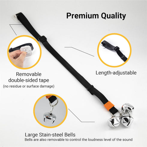 SVD.PET (2-Pack Puppy Bell Doorbells, Dog Bells for Potty Training, Attach to doorknob or Anywhere Near The Door, Length and Height Adjustable (Bl...