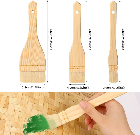 3Pcs Hake Brush Hake Paint Brush Flat Paint Brush, Artist Painting Brushes Set Sheep Hair Bristle Art Brushes for Wash,Ceramic Oil,(9 x 1 Inches, ...