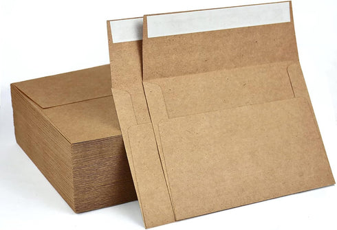 A1 Small Envelope - Mini Brown Kraft Paper Envelopes| Self Sealing |Perfect sized envelopes for personalize gift cards, wedding envelopes or Birth...