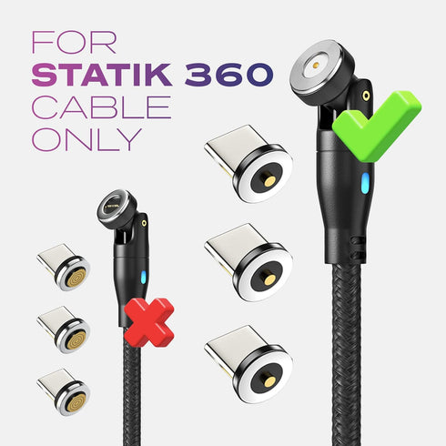 Statik USB-C Magnetic Connector for Magnetic Charging Cable - 3-Pack USB-C Magnetic Adapter for Cable Charger - Easily Snaps Into Place, Compatibl...