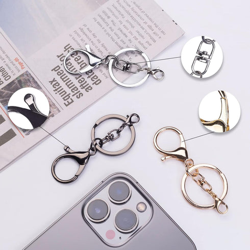 20sets Golden Lobster Claw Clasps Hook with Flat Split Keychain Ring with Swivel Trigger Clip with Little Lobster Clasp for DIY Craft Jewelry Maki...