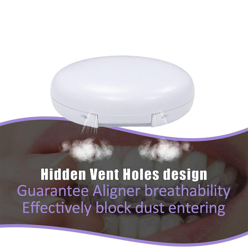 Retainer Case,Cute Slim Aligner Case Compatible with Invisalign,Retainer Holder with Aligner Remover Tool, Chew & Brush,Rope Bag (White Shell Purp...