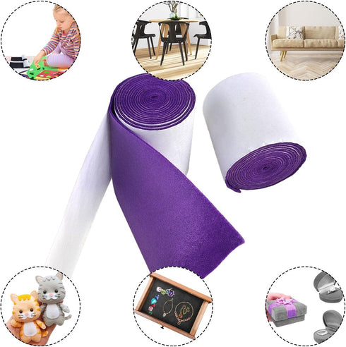 2 Rolls Felt Adhesive, 4" x 98.4" Self Adhesive Felt Fabric, Felt Strips with Adhesive Backing for Art & Crafts, Jewelry Box Felt Liner (Purple)...