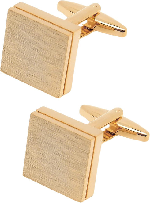 Brushed Metal Square Metal Cufflinks for Men In Gift Box Silver/Black/Gold Plated/Rose Gold Men's Cuff Link for Wedding Shirt Party Business Regul...