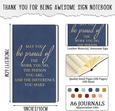 10 Pack Appreciation Gift for Employee A6 Leather Notebook Staff CNA Student Teacher Thank You Gift Inspirational Journal Bulk Gift for Graduation...