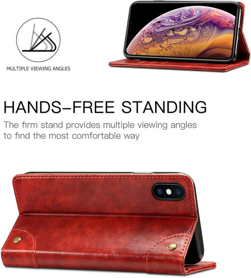 SINIANL iPhone Xs Max Case, Leather Wallet Folio Case Book Design Flip Cover with Stand and ID Credit Card Slot Magnetic Closure for iPhone Xs Max...