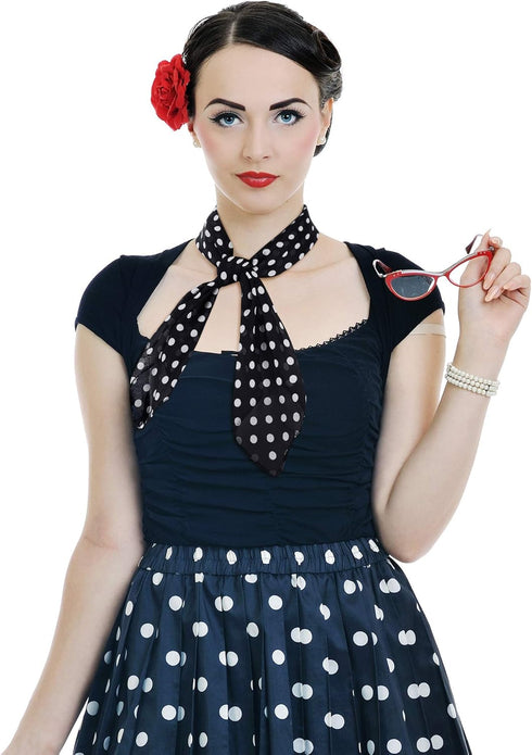 1950s Chiffon Scarf Polka Dot Retro Hair Tie 50s Sheer Square Neck Head Scarf Vintage Neckerchief for Women Girls...