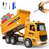 Race Remote Control Dump Truck - RC Construction Vehicles with LED Lights and Simulation Sound Rechargable Hydraulic Car for 6 7 8 9 Year Old Boys...