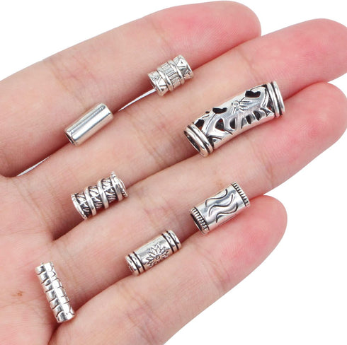 100g (About 80-150pcs) Assorted Column Spacer Beads Tibetan Silver Tube Beads for Bracelet Necklace Jewelry Making Crafts DIY,7 Styles,4-16mm...