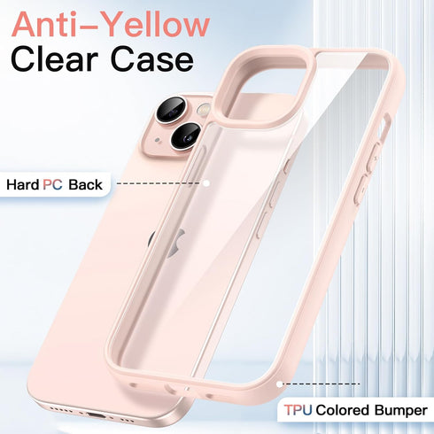 JETech Case for iPhone 13 6.1-Inch, Shockproof Phone Bumper Cover, Solid Color Matte TPU Frame, Anti-Scratch Clear Back (Pink)......