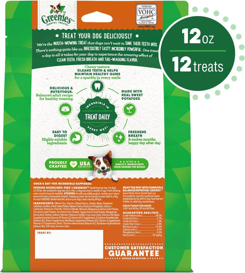 Greenies Regular Natural Dog Dental Treats, Sweet Potato Flavor, 12 oz. Pack (12 Treats)...