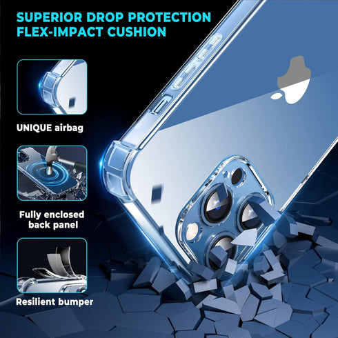 ORIbox for iPhone 12 Case for iPhone 12 Pro Case Clear,with 4 Corners Shockproof Protection,iPhone 12/12 Pro Clear Case for Women Men Girls Boys K...