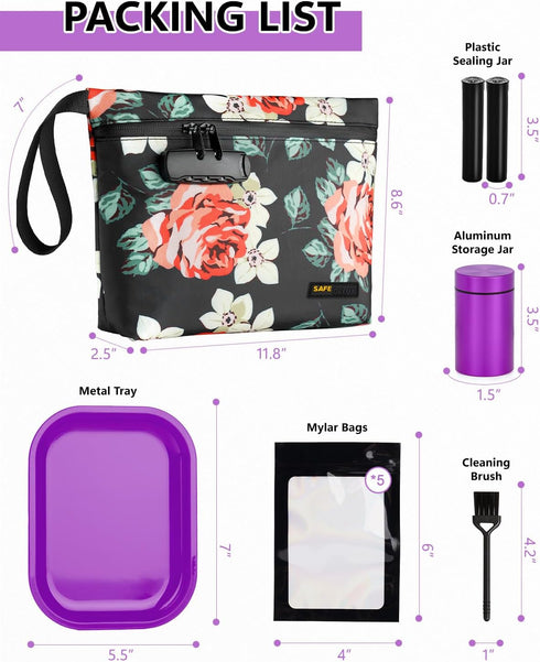 Storage Bag with Combination Lock, Water Resistant Carbon Lining Portable Bag File Organizer Enduring Travel Bag Durable and Stylish Great Gift fo...