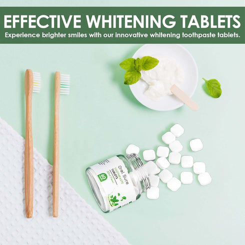 Toothpaste Tablets - Mint Flavor, Anti-Plaque, Anti-Cavity, Prevents Tooth Decay, Anti-Gingivitis, Oral Cleaner, Travel-Friendly, Fluoride-Free...
