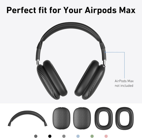 Case Cover for AirPods Max Headphones,AHBTEYM Carbon Fiber Texture TPU Ear Cups Cover/Ear Pads Case Cover/Headband Cover for Apple AirPod Max,Acce...