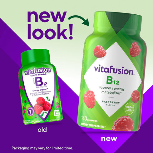 vitafusion Vitamin B12 Gummy Vitamins for Energy Metabolism Support, Natural Raspberry Flavored, America’s Number 1 Gummy Vitamin Brand, 70 Day Su...