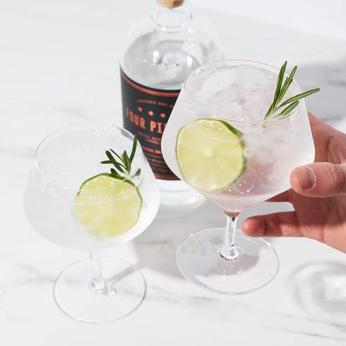 Viski Raye Angled Stemmed Gin and Tonic Glasses Set of 2 - Premium Crystal Clear Cocktail Gin Glasses for Gin Lovers Gift Set - 14oz...