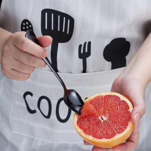 Black Grapefruit Spoons 3 Pieces Set, 2 Stainless Steel Grapefruit Spoon And 1 Grapefruit knife With Titanium Plating, Grapefruit Utensil Set, Ser...