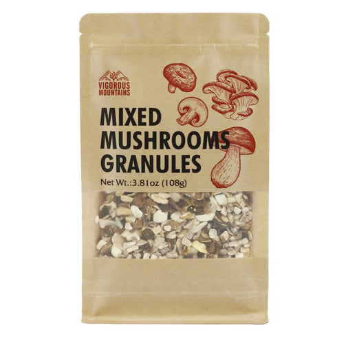 VIGOROUS MOUNTAINS Dried Assorted Mushrooms Granules for Cooking Including Shiitakes Champignon Porcini Oyster Culinary Mushrooms 3.81 ounce, 108g...