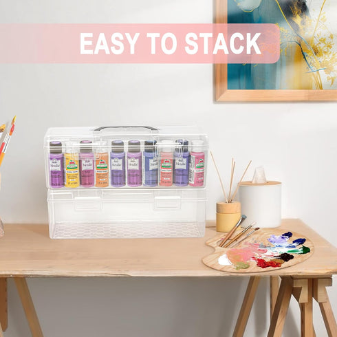 Vowcarol Acrylic Paint Storage Box for Apple Barrel Acrylic Paint, 30 Bottles Capacity Acrylic Paint Organizer for 2 fl. oz Acrylic Paints, Craft ...