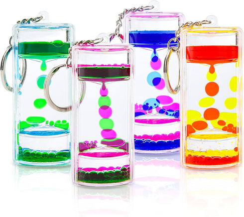 Liquid Motion Timer Key Chain - Sensory Bubbler Toy for Calming Fidget, Stress Relief - Water Bubble Desk Toy for Kids (1Box-4Pcs(Key Chain) Editi...