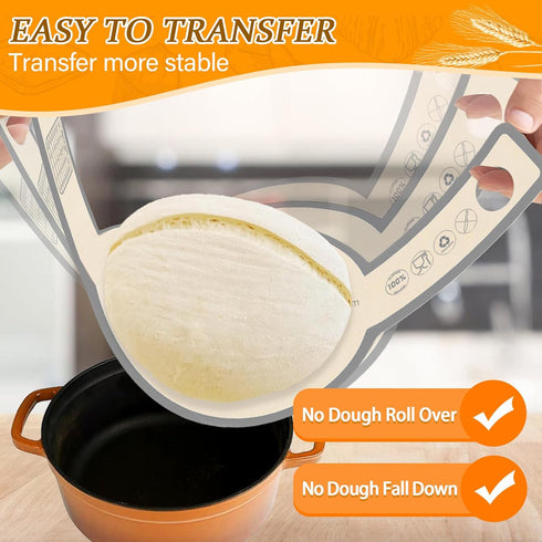 2PCS Silicone Bread Sling for Dutch Oven - Platinum Silicone, Reusable Non-Stick & Easy Clean Baking Mat Supplies, Extra Long Handles for Easy Sou...