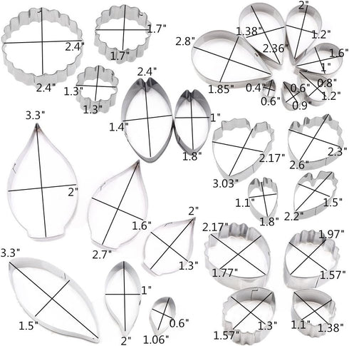 Yawsoy 26Pcs Stainless Steel Gum Paste Flower and Leaf Cutter Set Fondant Flower Cookie Cutter Sugarcraft Flower Making Tool for Wedding,Birthday ...