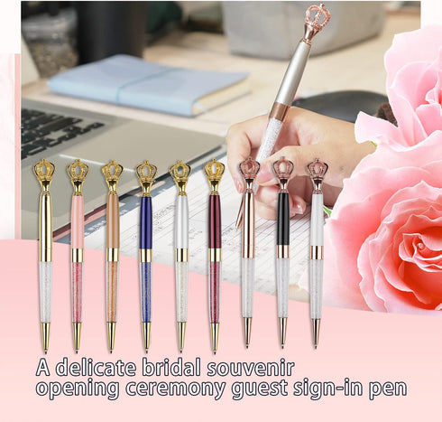 YOUMI Ballpoint pen, 6Pcs crown crystal metal pen, sparkling cute pen, Personalized Crystal Pens?Black Ink Glitter Diamond Pen for Note, Tab, Offi...