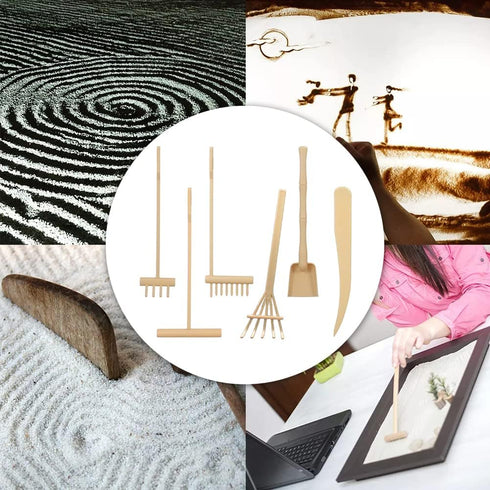 6pcs Mini Zen Garden Rake Tool,DIY Sand Zen Garden Tools for Office,Tasteful and Elegant Zen Garden Tools,Meditation Rock Sand Garden Accessories(...