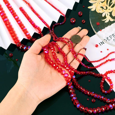 Craftdady 486Pcs Red Valentines Beads Faceted Rondelle Glass Crystal Beads Transparent for Women Girls Crafts DIY Bracelet Beading Jewelry Making ...