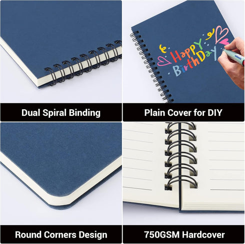 EUSOAR Students Ruled Spiral Notebook, A5 1pack 5.5"x8.3" 160 Pages Hardcover Lined Travel Writing Notebooks Journal, Memo Notepad Sketchbook, Stu...