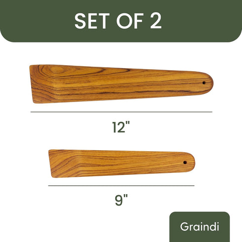 Mesquite Wooden Spatula for Cast Iron (9" & 12", Set of 2, Teak Wood) | For Cooking, Turning Eggs, and Stir Frying | Non Stick & Non Scratch...