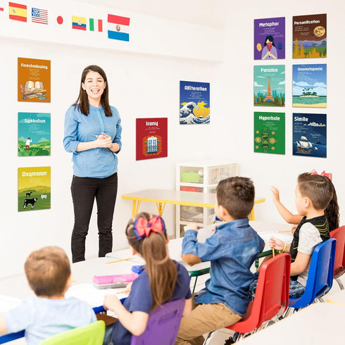 11 Pcs Element of English Language and Literature Posters English Teacher's Poster Educational Art Print Literary Terms Classroom Decor Language E...