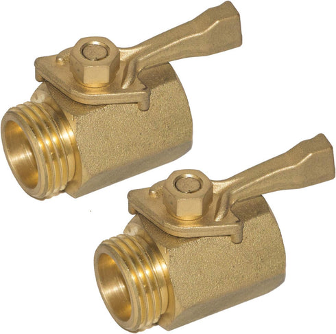 Hourleey Brass Garden Hose Shut Off Valve, 2 Pack with 2 Hose Washers Heavy Duty 3/4 Inch Solid Brass Garden Hose Shut Off Valve with 2 Extra Rubb...